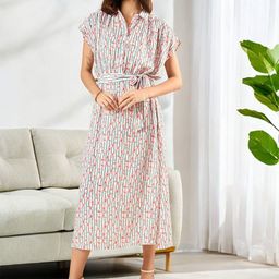 ANJIR Floral Print Flared Sleeve Midi Dress-image-68