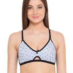 Clovia Blue & Black Non Wired Non Padded Full Coverage Bra-image-24