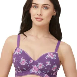 Soie Purple Printed Non Wired Non Padded T Shirt Bra-image-6