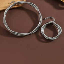 CORSICA Intricate Textured Details Necklace and Bracelet-image-83