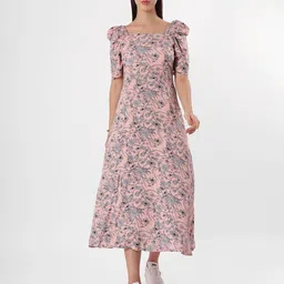 clobug Floral Print Net Fit & Flare Midi Dress image 4
