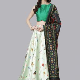 Kaizen TEXO FAB Printed Satin Semi-Stitched Lehenga & Unstitched Blouse With Dupatta-picture-20