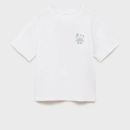Mango Kids Boys Typography Printed Drop-Shoulder Sleeves Tropical Pure Cotton T-shirt-image-85