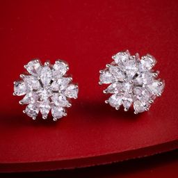Kushal's Fashion Jewellery Rhodium-Plated Zircon Studded Classic Studs Earrings-17