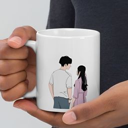 Mr UVD White & Pink Couple Printed Ceramic Cup 350ml-image-8