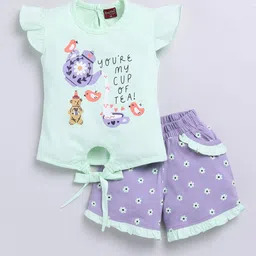 TINY BINY Girls Printed Pure Cotton Top with Shorts-image-75