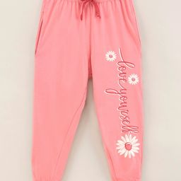 GRO Full Length Loungepant Text & Floral Print - Pink-image-62