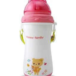 Chinmay Kids Opaque Soft Straw Sipper White Anti-Spill Sippy Cup with Adjustable Strap for Baby & Kids Water Bottle Juice Sipper BPA Free 350 ml  Pink-17