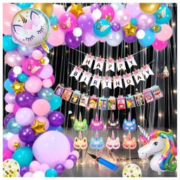 Puchku Premium Happy Birthday Foil balloon Set for first 1st birthday Unicorn Theme girl kids ( pack of 91  Multicolor)-image-40