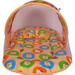 Babytoons Baby Bed with Mosquito Net & Neck Pillow, Baby Gadda Set for New Born, Printed Baby Gadda, Baby Sleeping (Orange, 0-12 Months)-6