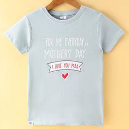 OLLYPOP Sinker Half Sleeves T-Shirt with Text Print - Peppermint Blue-image-71
