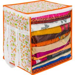 PrettyKrafts XL Saree Cover,sari organizer with handles & transparent front Multi-5