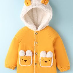 Kookie Kids Full Raglan Sleeves Hooded Winter Jacket with Sheep Applique - Yellow-image-8