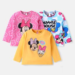 Babyhug Disney Single Jersey Knit Full Sleeves T-Shirts with Minnie Mouse & Friends Graphics Pack of 3 - Pink Yellow & Light Blue-picture-43