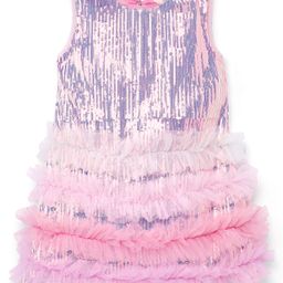 Bonfino Woven Sleeveless Squinned A Line Dress with Ruffle -Baby Pink-picture-45