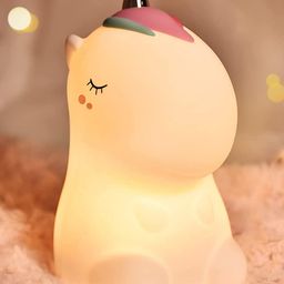 AKN TOYS Silicone Unicorn Night Light Rechargeable Led Lamp With 7-Color Breathing Modes, Touch Sensor Control- Perfect Decoration For Kids Bedroom Decor, For Gifts For Baby, Children, Teal(COLOR MAY VARY)-3