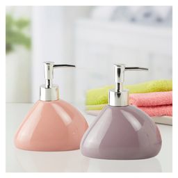KOOKEE Ceramic Soap Dispenser for handwash for Bathroom, Pink/Brown, (Set of 2) (10841)-image-56