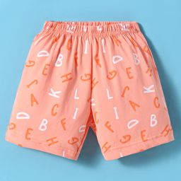 Tango Single Jersey Knee Length Shorts With Alphabet Text Print - Peach-image-90