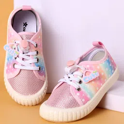 Cute Walk by Babyhug Casual Shoes with Lace Ups Closure Cute Applique & Dotted Design - Pink-picture-4