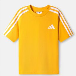 Adidas Kids Cotton Knit Half Sleeves T-Shirt With Tape Detailing - Yellow-image-88