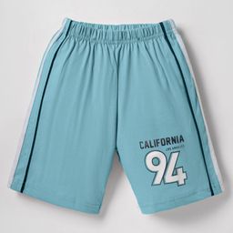Taeko Single Jersey Knit Knee Length Shorts With Text Print - Light Blue-image-98