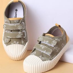 Cute Walk by Babyhug Velcro Closure Shoes with Dino Print - Green-image-66