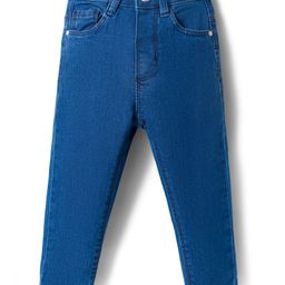 Babyhug Cotton Denim Full Length Washed Jean With Stretch - Navy Blue-picture-1