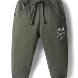 Pink Rabbit Looper Knit Full Length Lounge Pant With Camping Day Print - Olive Green-image-48