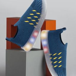 PASSION PETALS Abstract Designed Mesh Detailed LED Slip On Shoes - Navy Blue-image-60