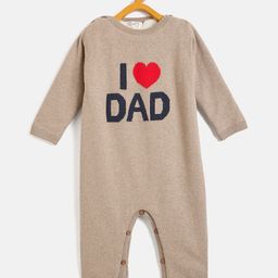 JWAAQ Cotton Knit Family Theme Full Sleeves I Love Dad Printed & Fur Detailed Romper - Brown-picture-6