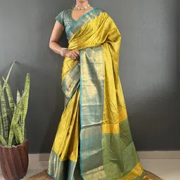 LeeliPeeri Designer Woven Design Zari Saree With Unstitched Blouse Piece-48
