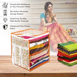 PrettyKrafts XL Saree Cover,sari organizer with handles & transparent front Multi image 4
