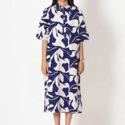 Kameez by Pooja White & Purple Capsule 24 Digital Print Cotton Dress-image-61