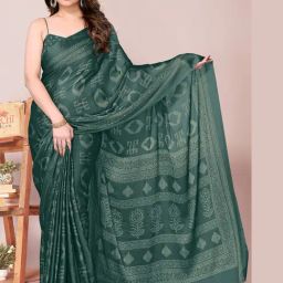 Mirchi Fashion Brown Polyester Kota Doria Leaf Printed Saree For Women-image-42