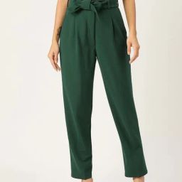 ZASTRAA Green Solid Trousers-picture-39
