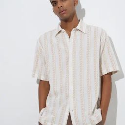 ETA by Westside Off-White Embroidered Relaxed-Fit Cotton Shirt-image-77