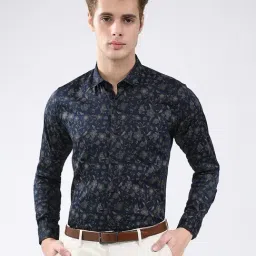 Monte Carlo Navy Blue Floral Regular Fit Shirt-picture-6