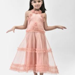 Eavan Kids Peach Applique Dress-image-40