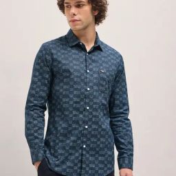 The Bear House Blue Cotton Tailored Fit Print Formal Shirt-picture-11