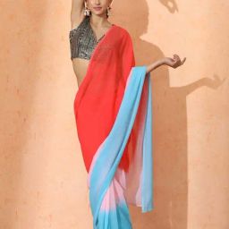 Jaipur Kurti Multicolor Solid Saree with Unstitched Blouse-image-74