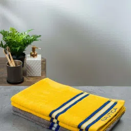 Nautica Vintage Crew Stripe Yellow & Grey Cotton 500 GSM Super Soft Zero Twist Hand Towel - Set of 4 image 3