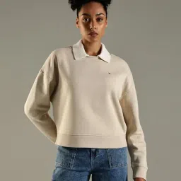 Tommy Hilfiger Beige Cotton Regular Fit Sweatshirt-picture-9