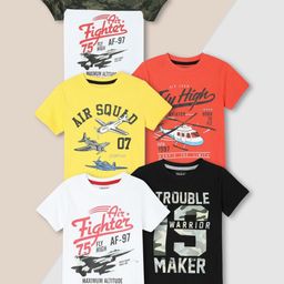 max Boys Typography 5 Printed Applique T-shirt-image-86
