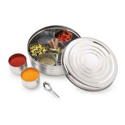 Hazel Silver Stainless Steel Medium Masala Dabba Container - Set of 9-image-20