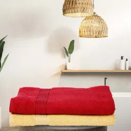 Bianca D'ross Red & Yellow 100% Cotton 380 GSM Bath Towels - Set of 2-59