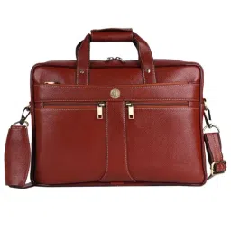 HiLEDER 100% Pure Genuine Premium NDM Leather Briefcase Laptop Messenger Satchel Office Bag, Tan-23