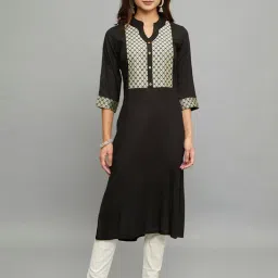 paislei Black Printed Straight Kurta-40