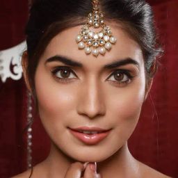 Aatmana Gold-Plated & Off-White Artificial Stone-Studded Beaded Maang Tikka for Women-4