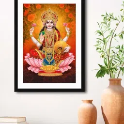 999Store Multicolor MDF Laxmi Mata Wall Printed Paper Wall Painting - Set of 1-17