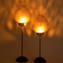 Home4U Golden Mild Steel 8 cm Large Tea-Light Holder - Set of 1-image-14